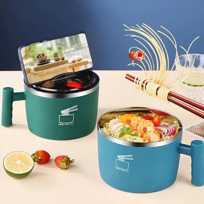 Stainless Steel Instant Noodle Bowl Sealed Portable